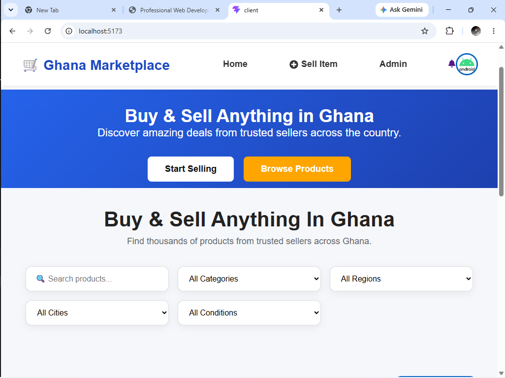 E-commerce website developed by Daniel Asante