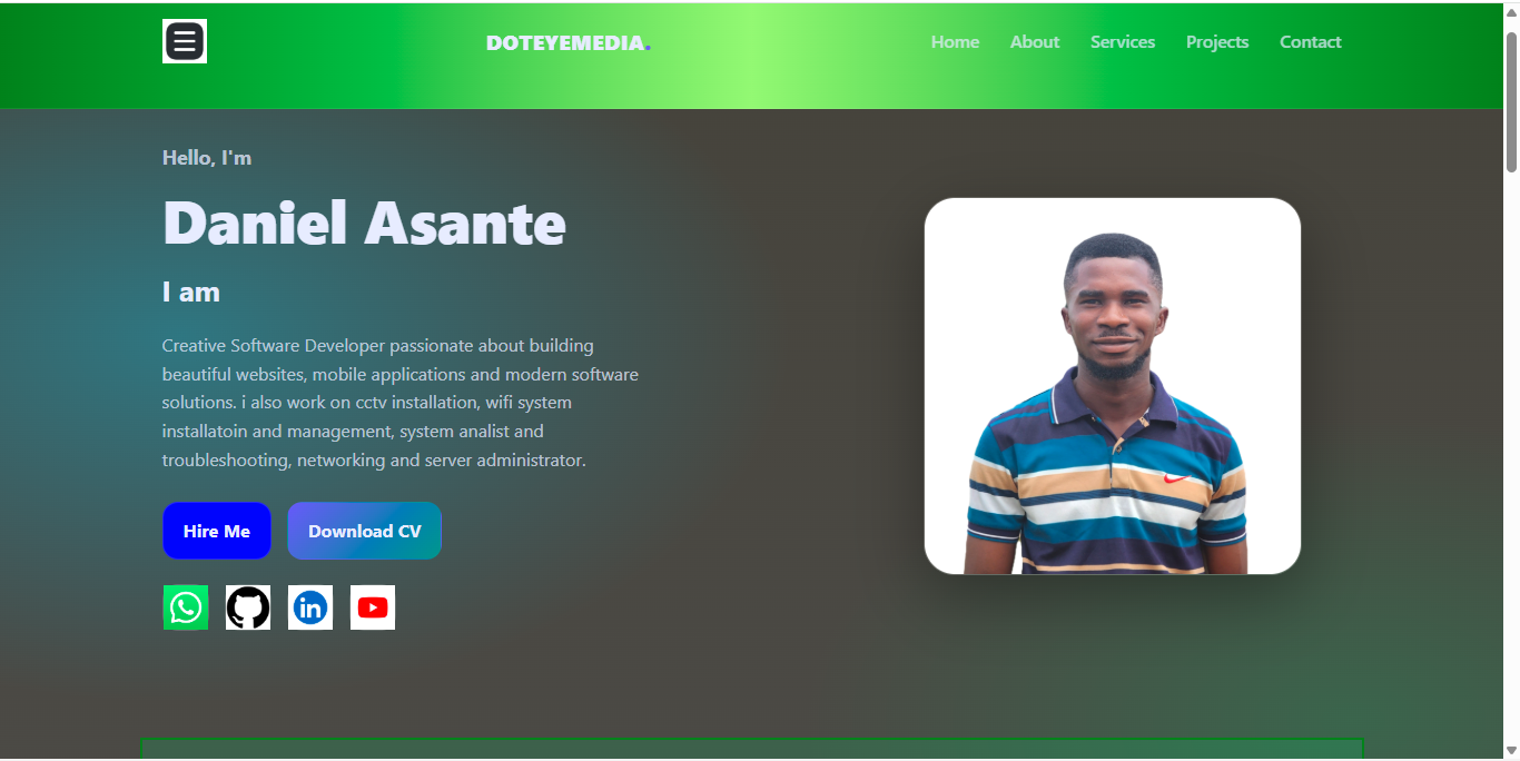 Professional portfolio website project by Daniel Asante